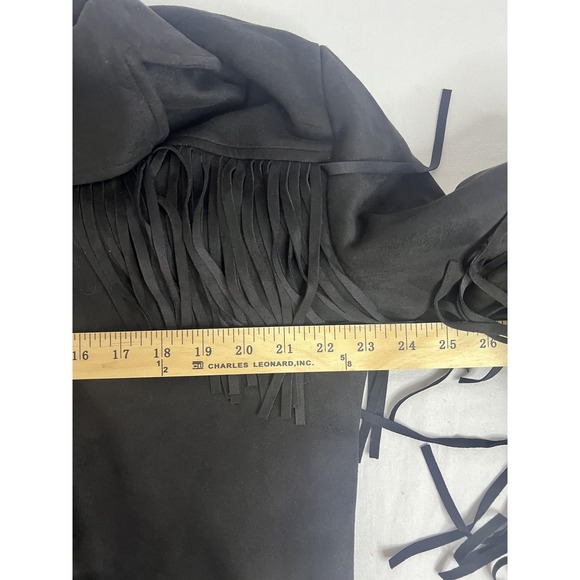 Universal Thread Jacket Womens XL Black Faux Suede Fringe Western Boho Button Up - Picture 8 of 8